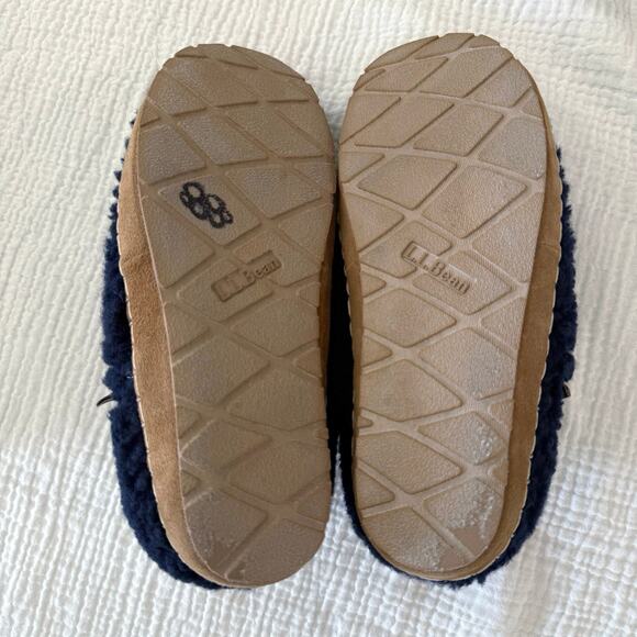 LL Bean Cozy Slipper Slides Size 8 Navy Blue Fleece - Picture 8 of 12
